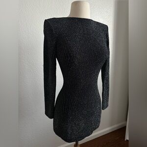 Bebe - Black Metallic Long Sleeve Dress